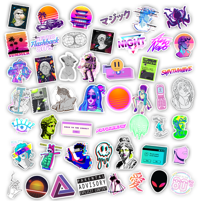 50Pc Vaporwave Sticker Bomb