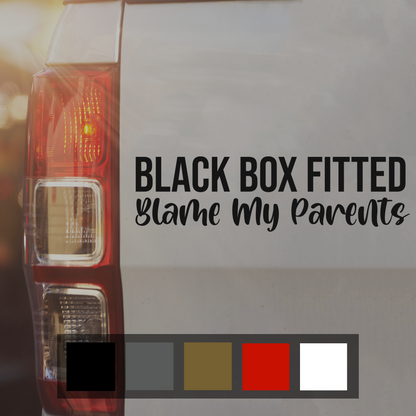 Black Box Blame Parents Car Decal