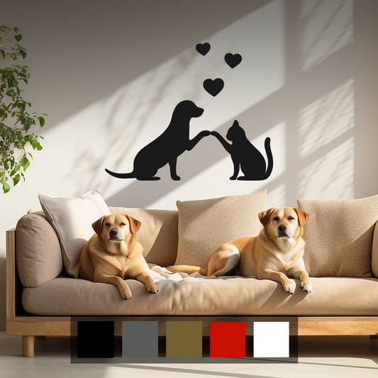 Cat and Dog Love Wall Decal