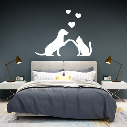 Cat and Dog Love Wall Decal