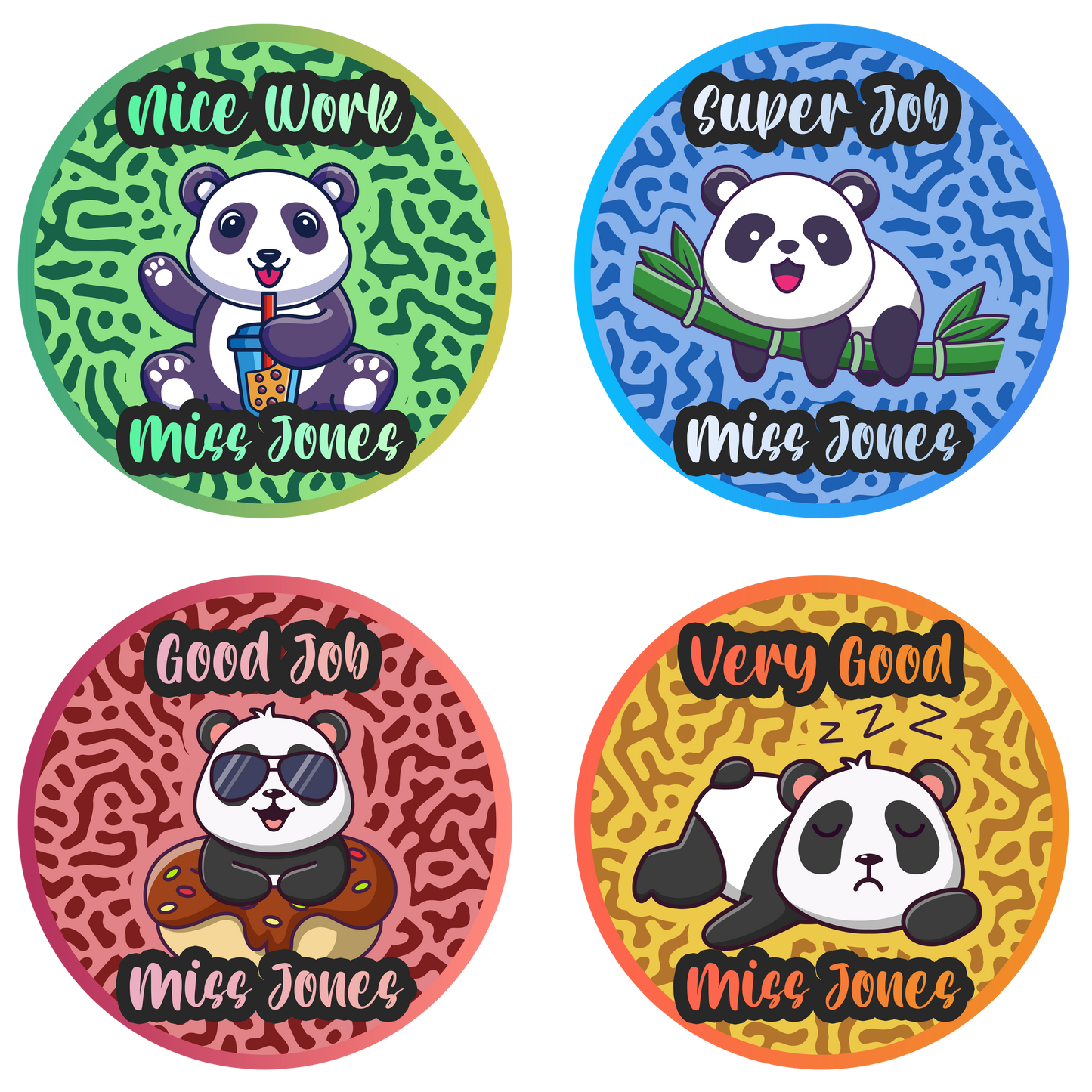 Panda Personalised Teacher Stickers