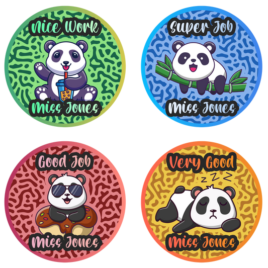 Panda Personalised Teacher Stickers