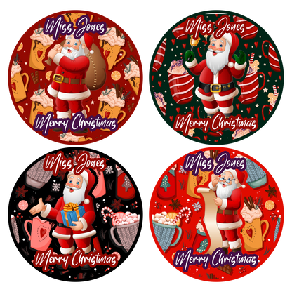 Christmas Santa Personalised Teacher Stickers
