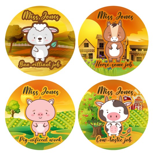 Cute Farm Animals Personalised Teacher Stickers
