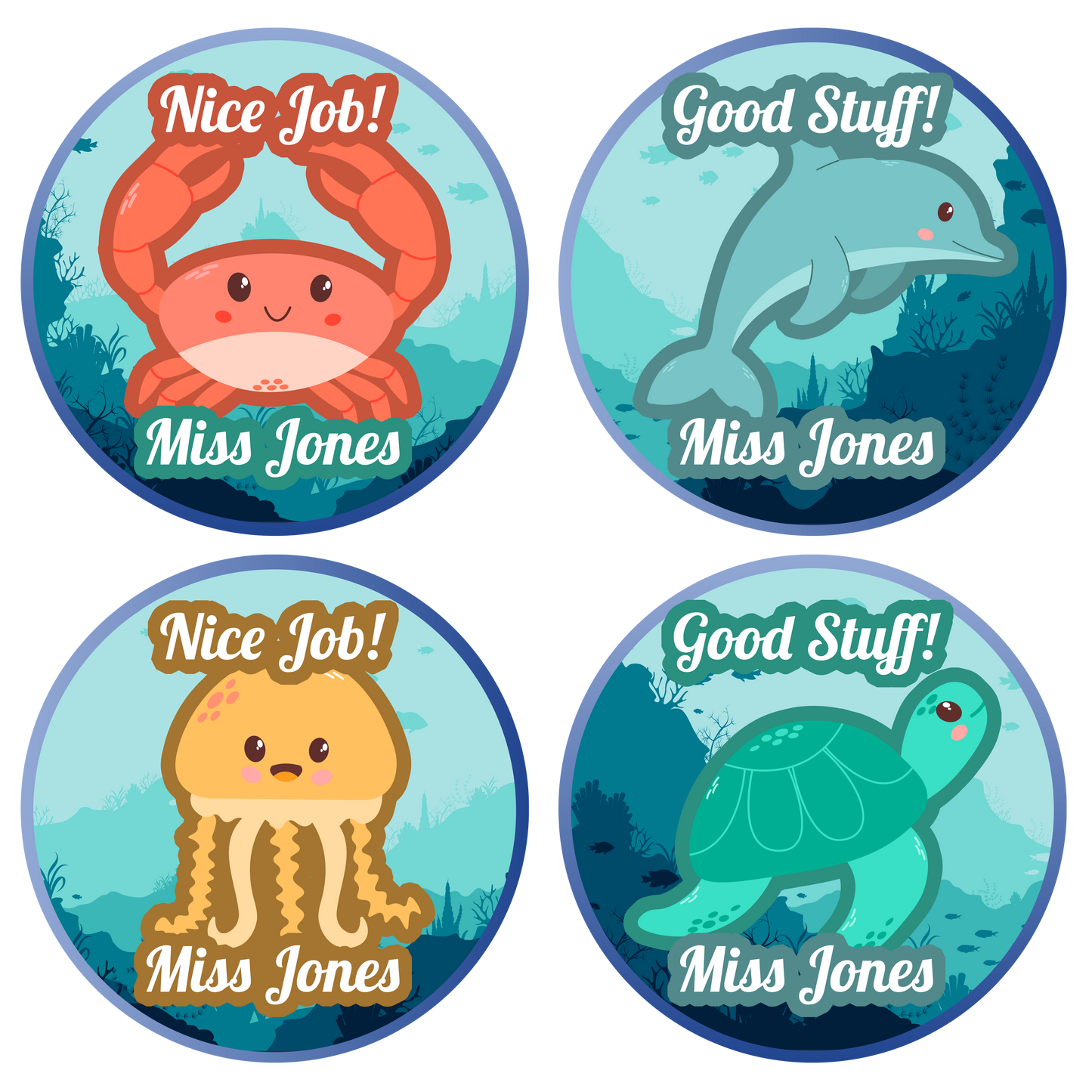 Underwater Personalised Teacher Stickers