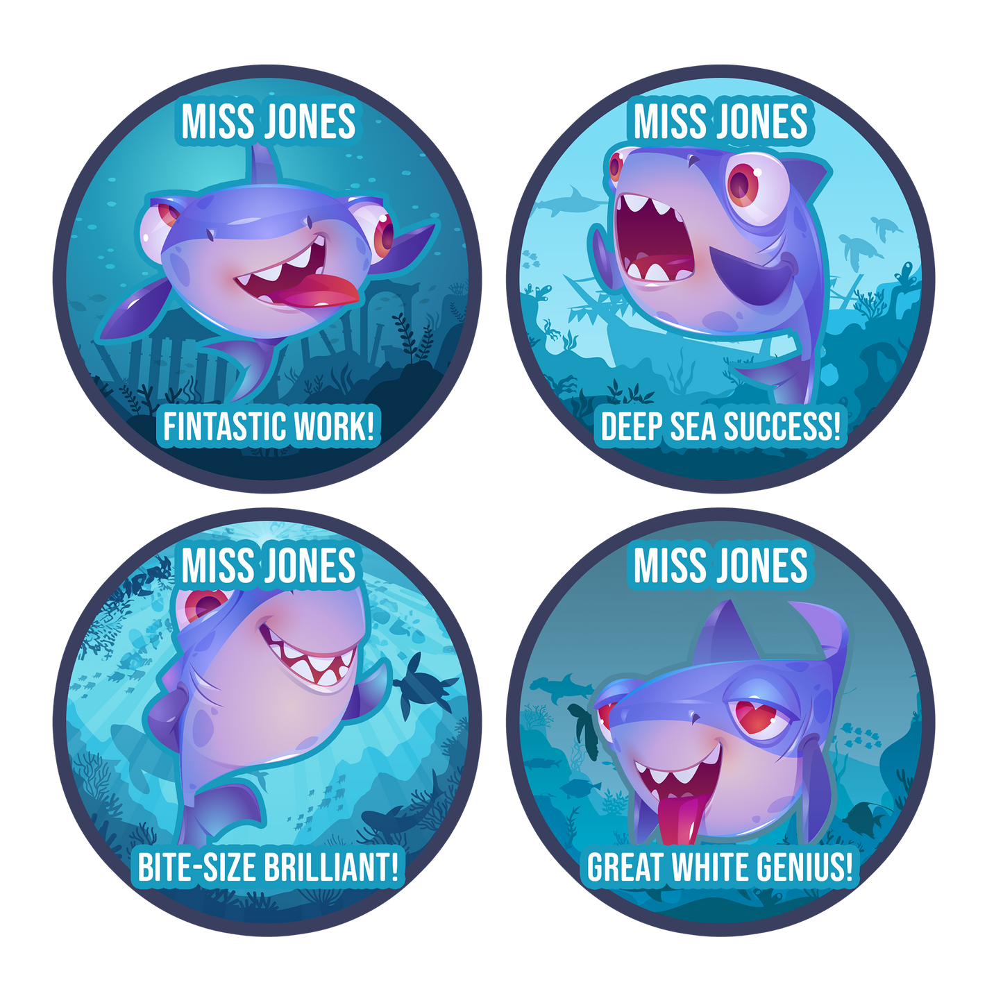 Sharks Personalised Teacher Stickers