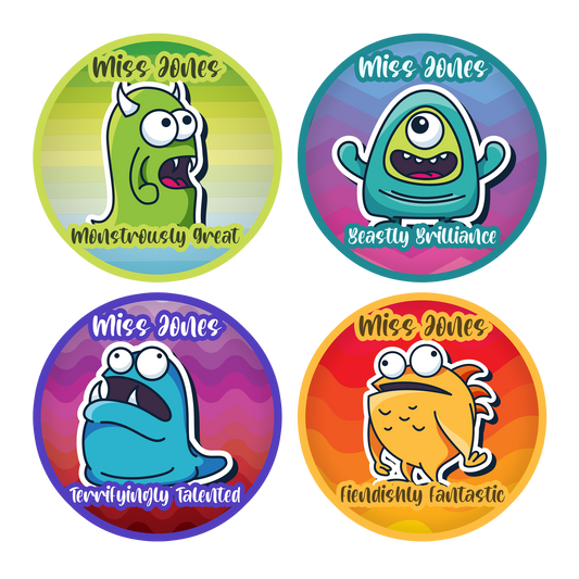 Monsters Personalised Teacher Stickers
