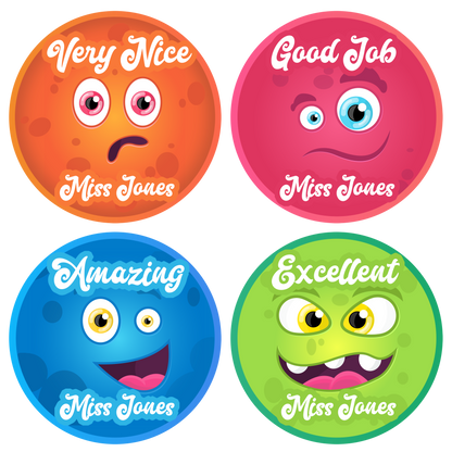 Monsters Personalised Teacher Stickers