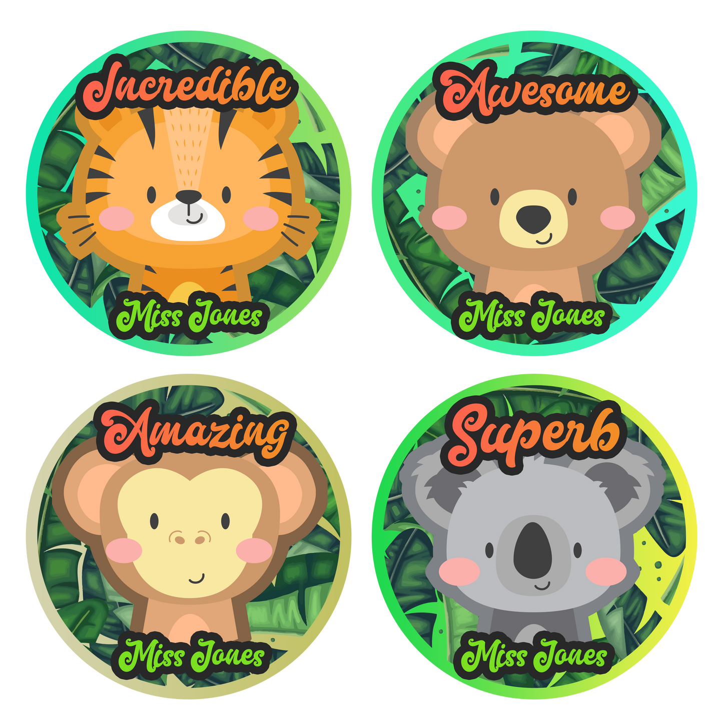 Jungle Personalised Teacher Stickers