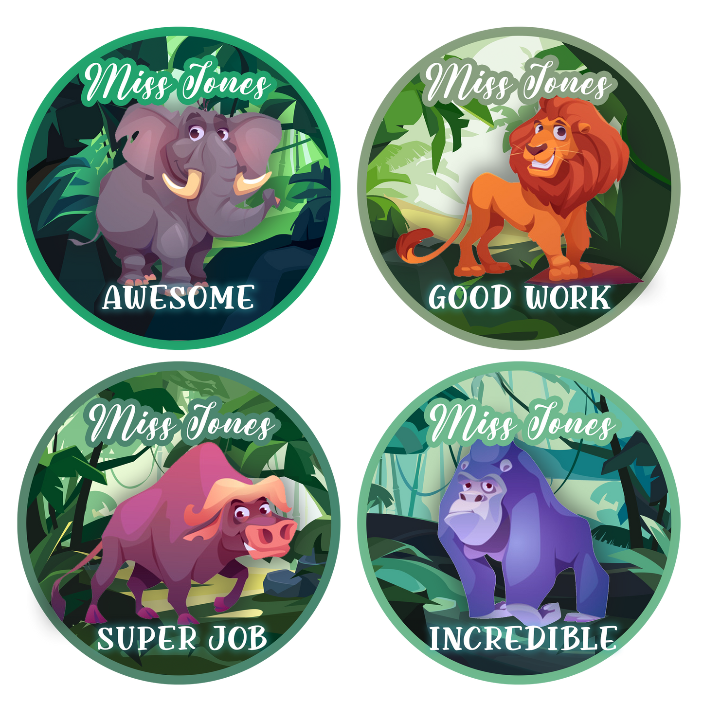Wilderness Animals Personalised Teacher Stickers