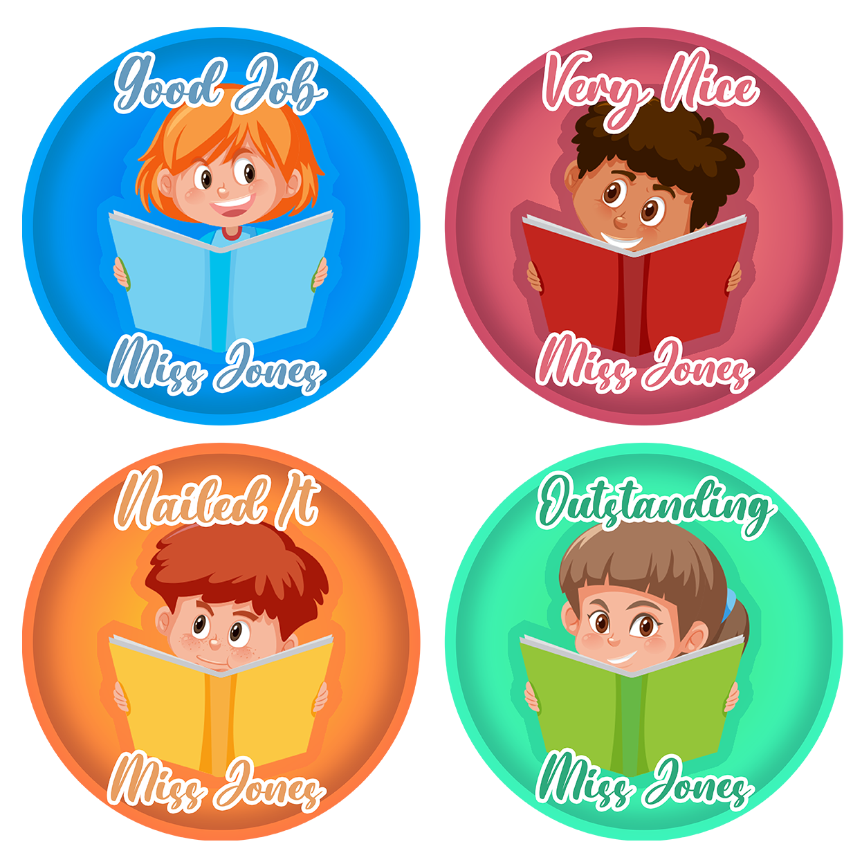 Book Reader Personalised Teacher Stickers