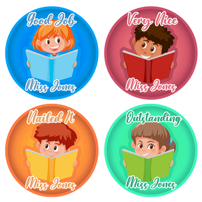 Book Reader Personalised Teacher Stickers