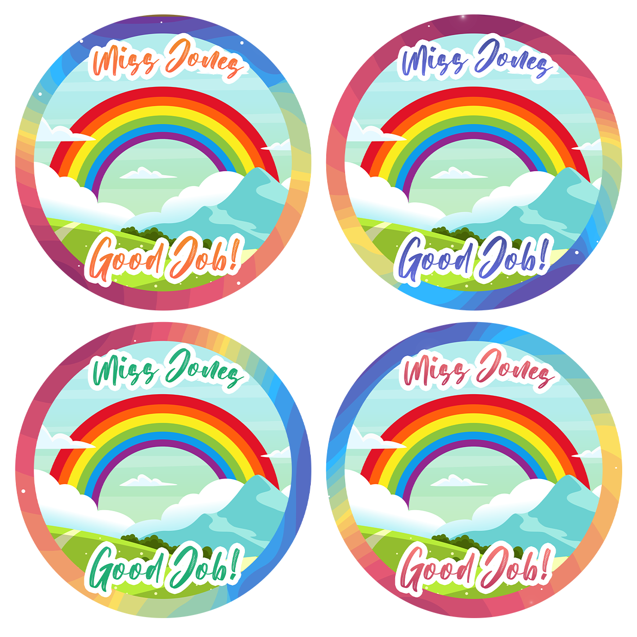 Rainbow Personalised Teacher Stickers