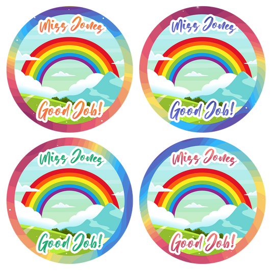 Rainbow Personalised Teacher Stickers