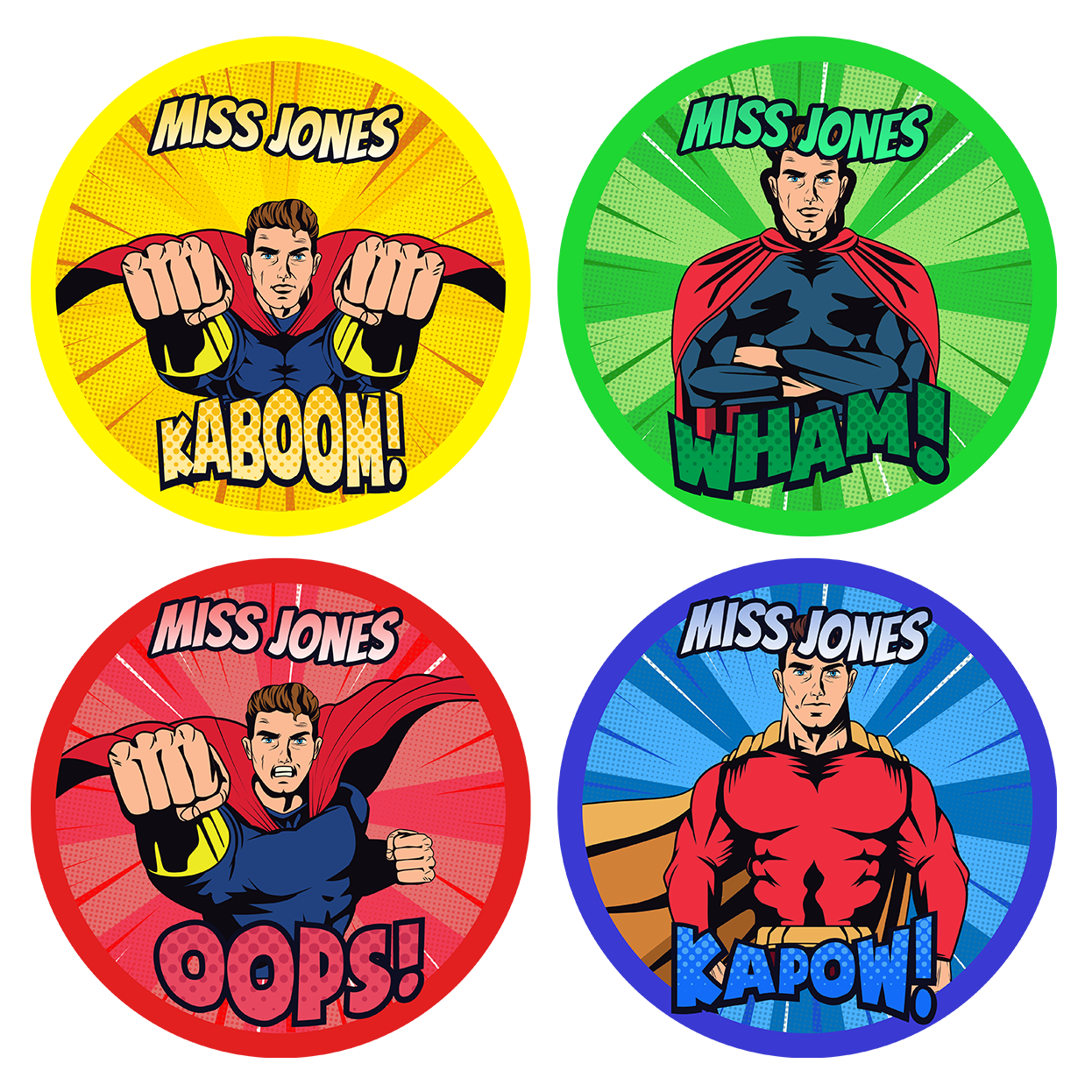 Superhero Personalised Teacher Stickers