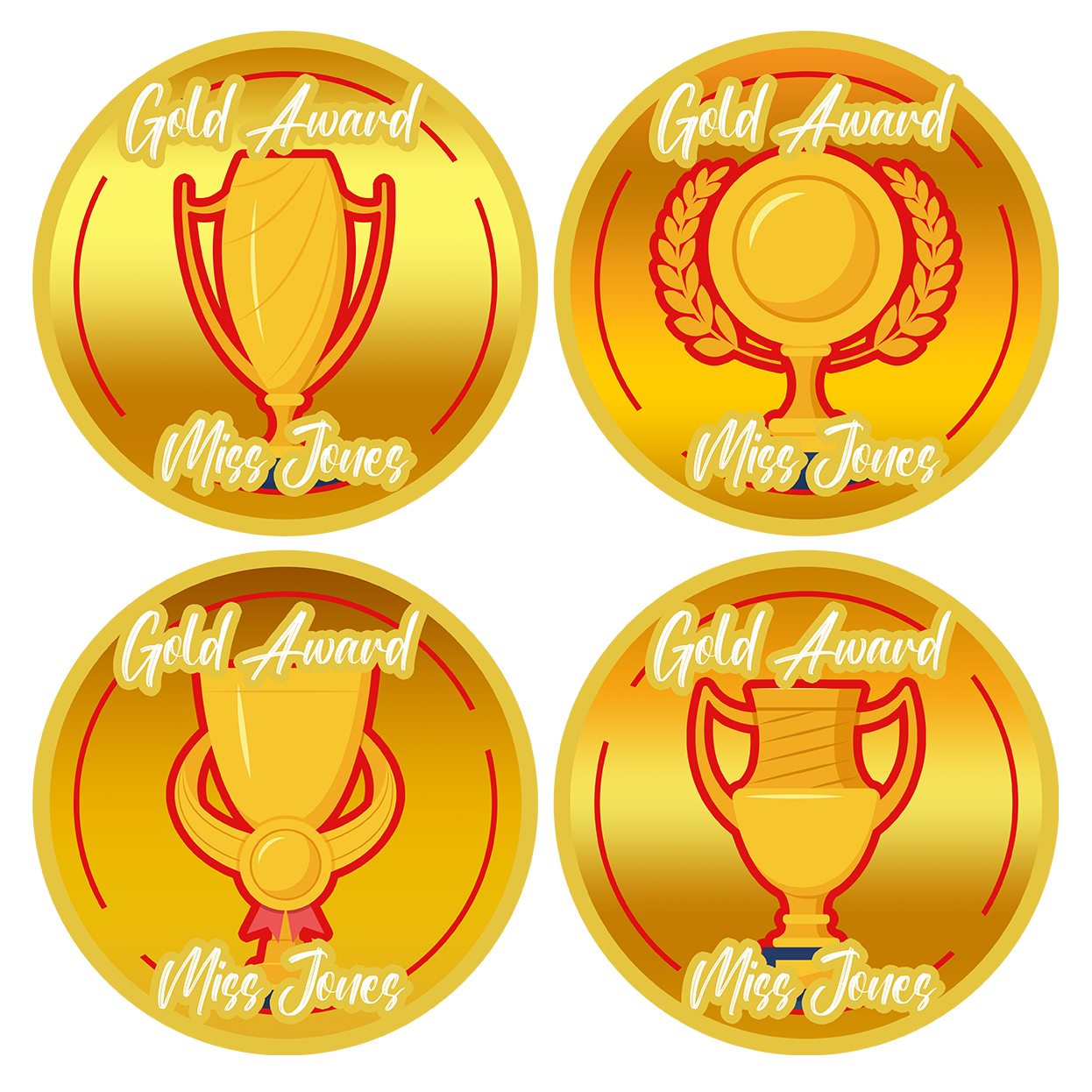 Gold Award Personalised Teacher Stickers