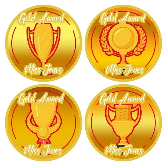 Gold Award Personalised Teacher Stickers