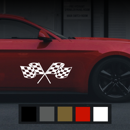 Double Flag Sports Car Decal