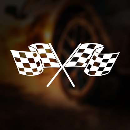 Double Flag Sports Car Decal