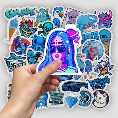 50Pc Blue Sticker Bomb