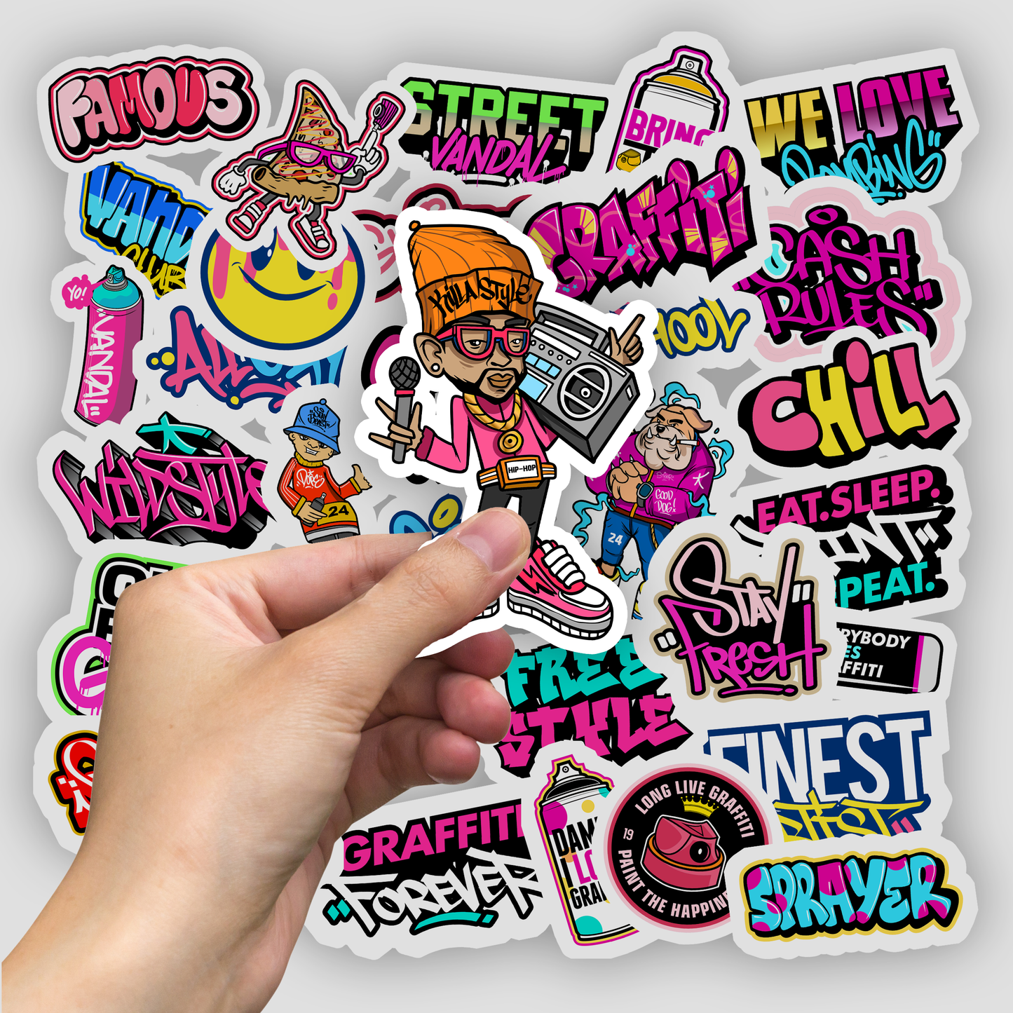 50Pc Pink Graffiti Sticker Bomb