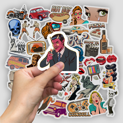 50Pc Retro Sticker Bomb