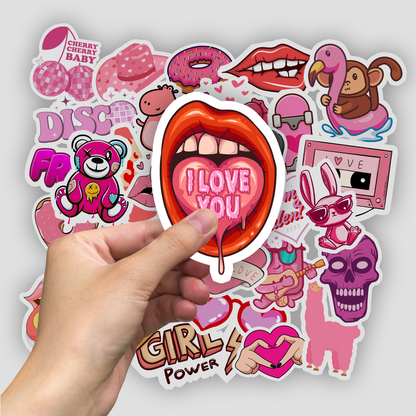 50Pc Funny Girl Sticker Bomb