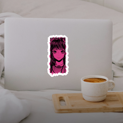 Pink Anime Girl Large Sticker