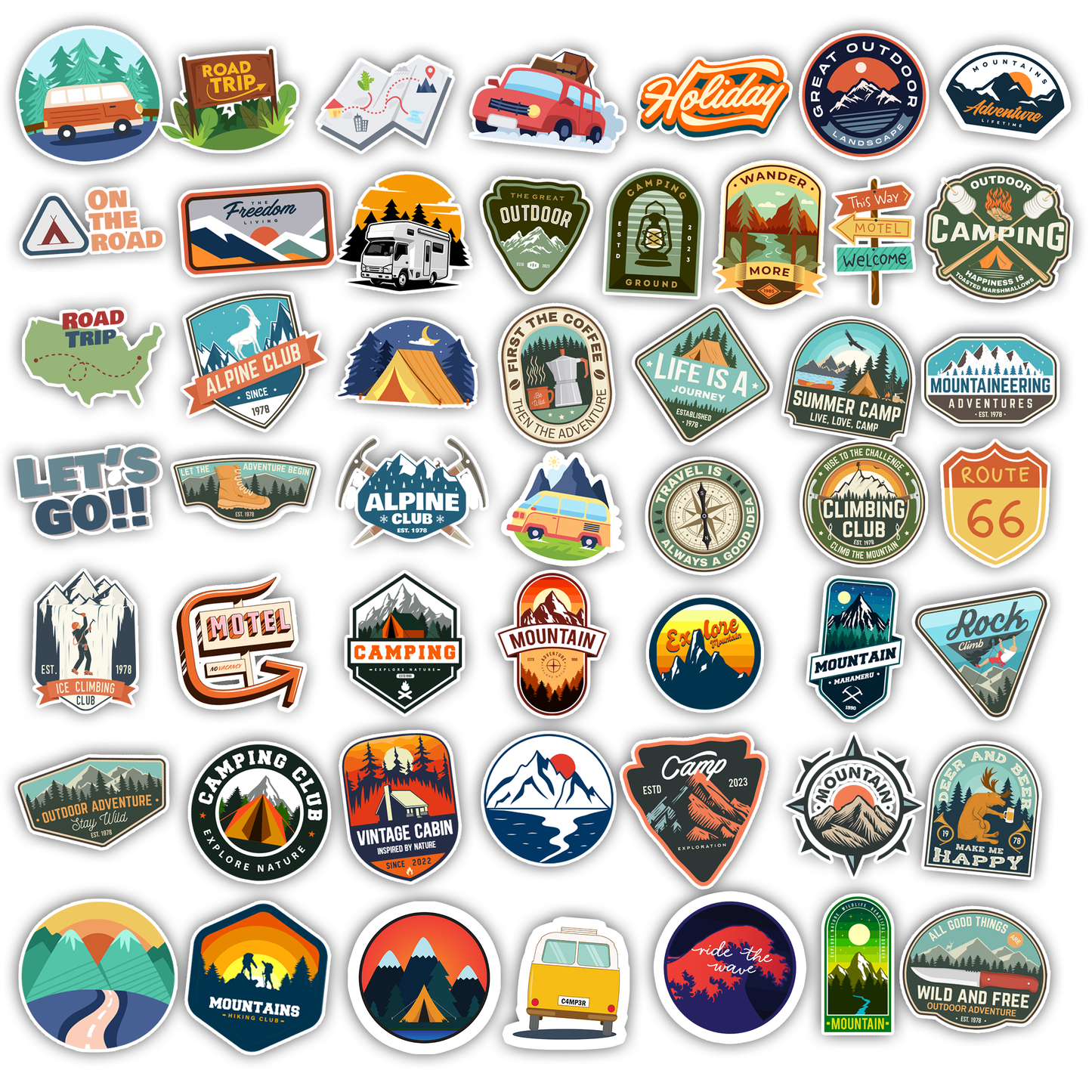 50Pc Camping Sticker Bomb