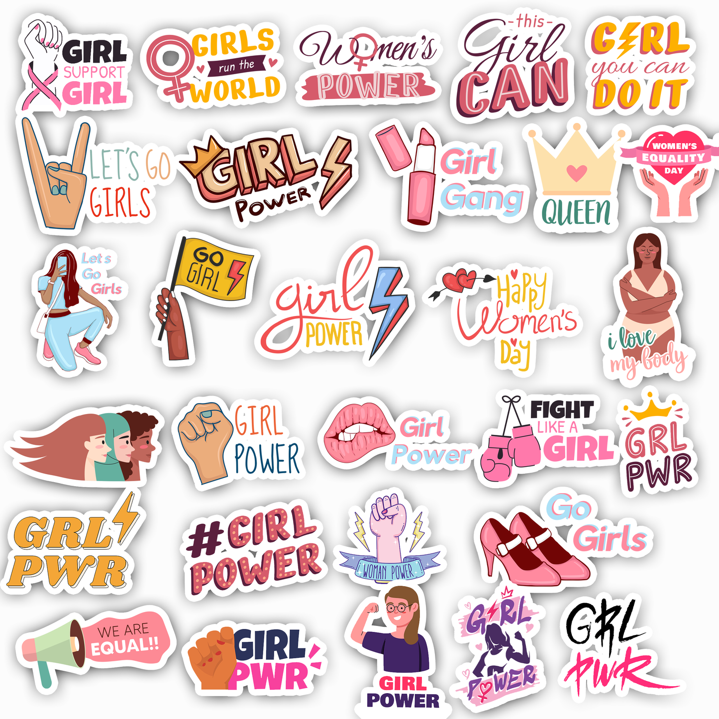 30Pc Girl Power Sticker Bomb