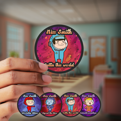 Planet Astronauts Personalised Teacher Stickers