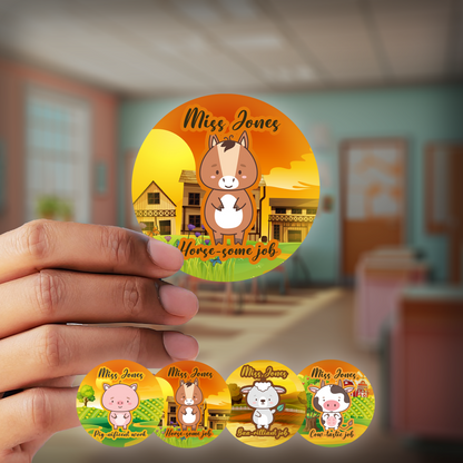 Cute Farm Animals Personalised Teacher Stickers