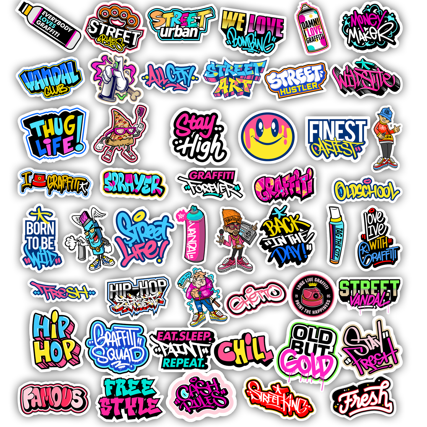 50Pc Pink Graffiti Sticker Bomb