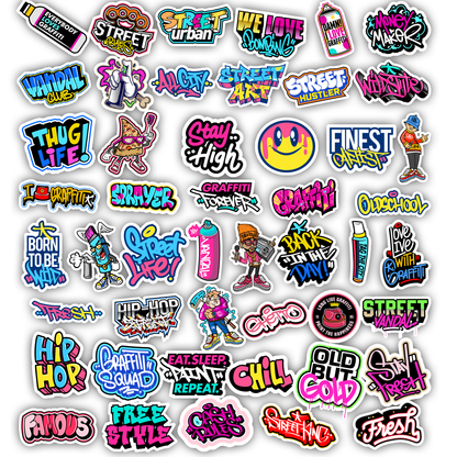 50Pc Pink Graffiti Sticker Bomb