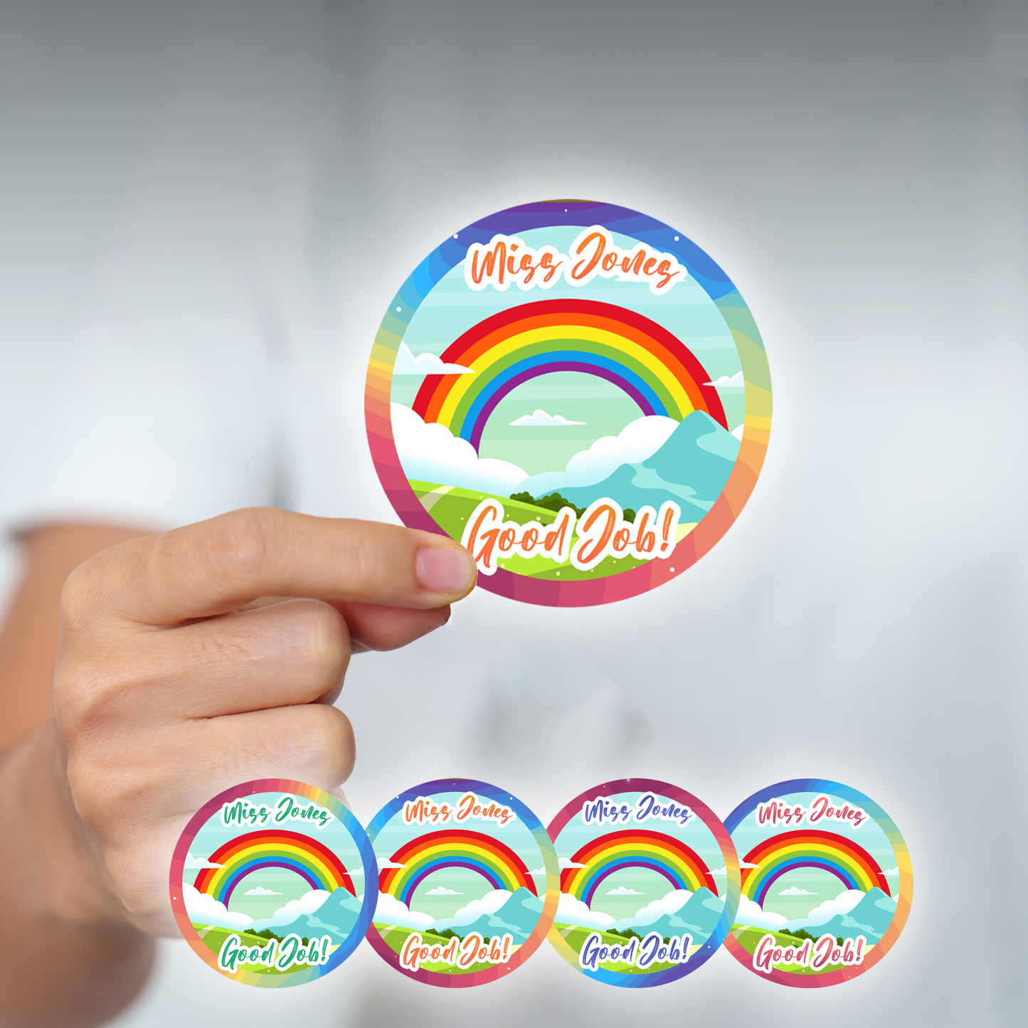 Rainbow Personalised Teacher Stickers