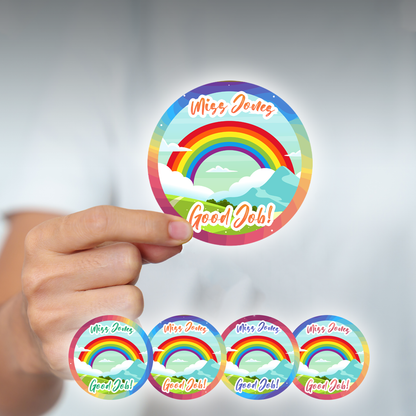 Rainbow Personalised Teacher Stickers