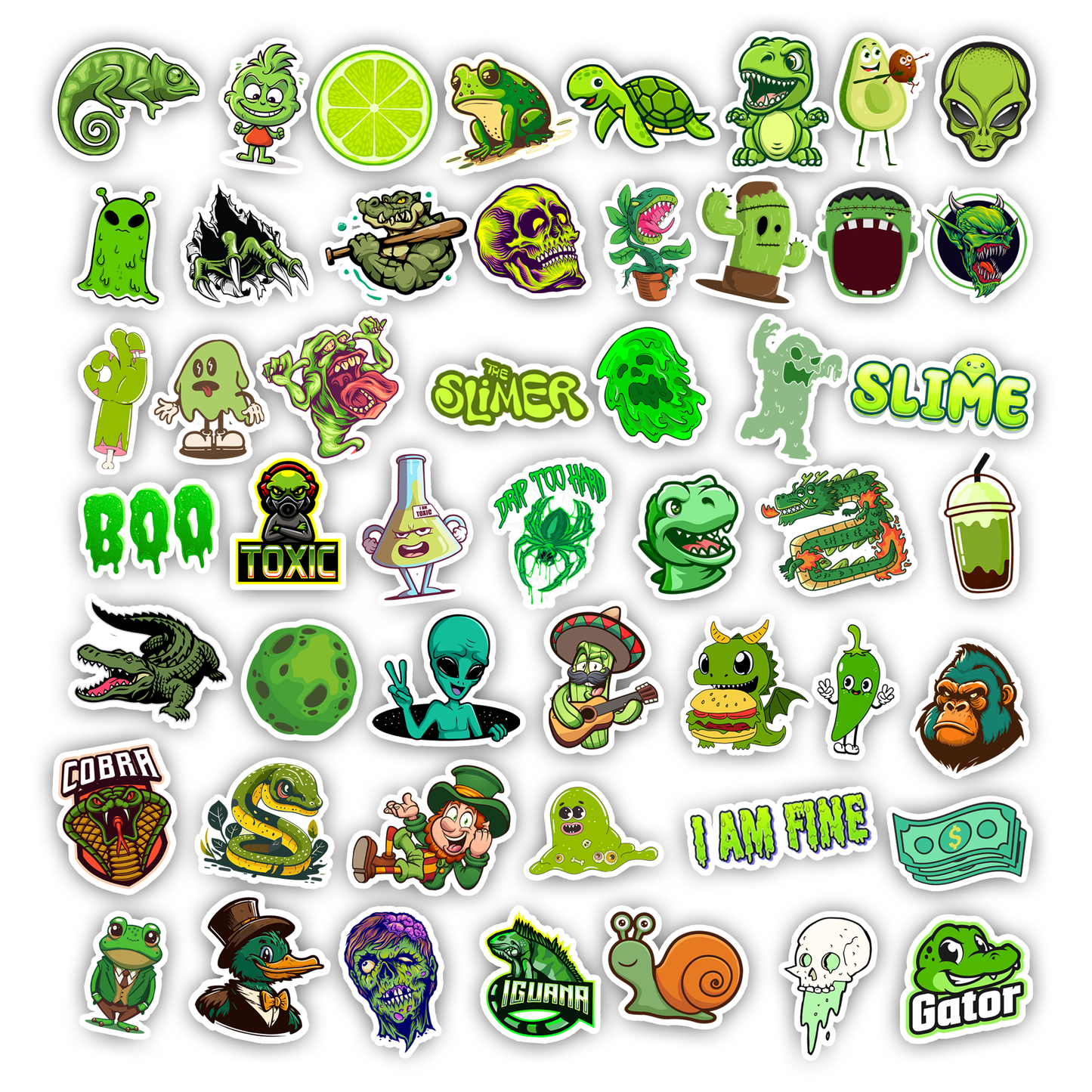 50Pc Green Sticker Bomb