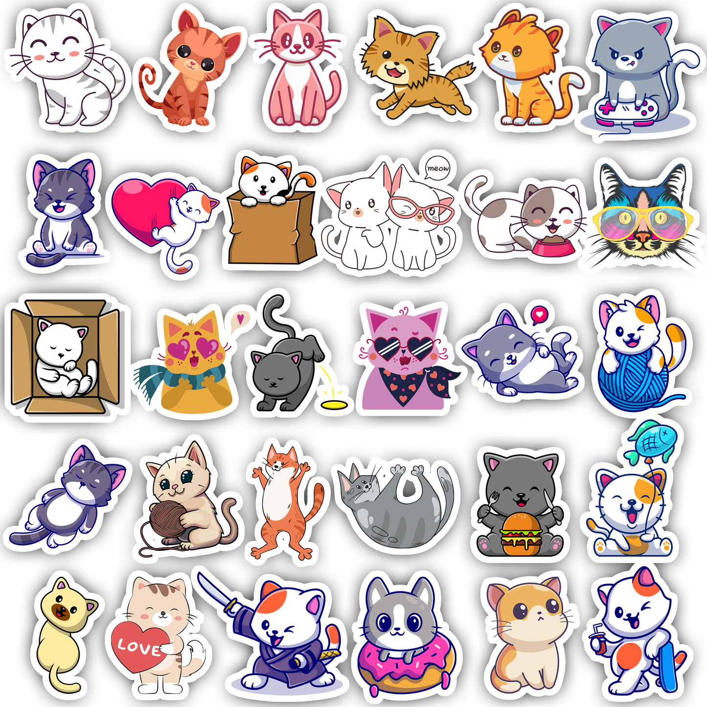 30Pc Kitten Stickers Kids