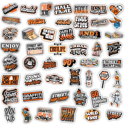 50Pc Orange Graffiti Sticker Bomb