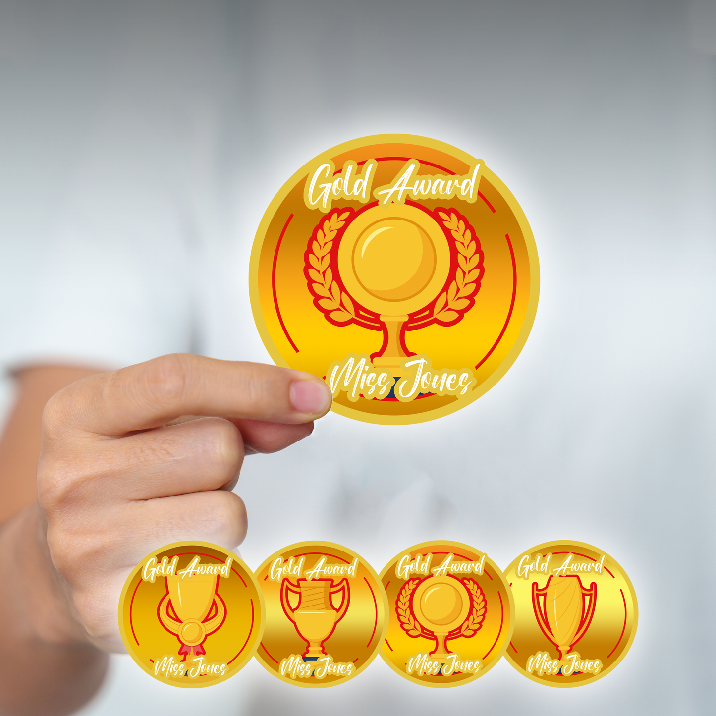 Gold Award Personalised Teacher Stickers