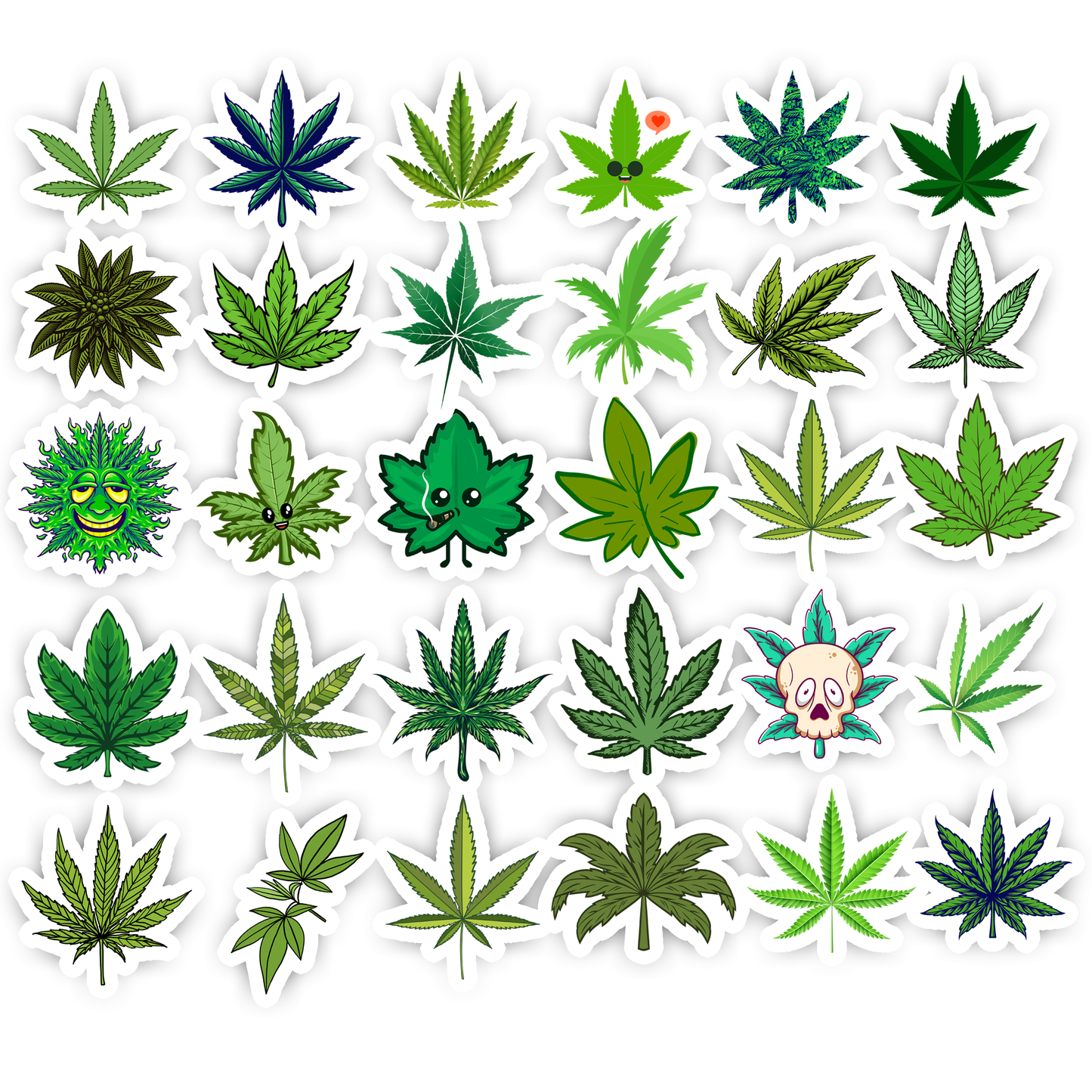 30Pc Weed Leaf Sticker Bomb