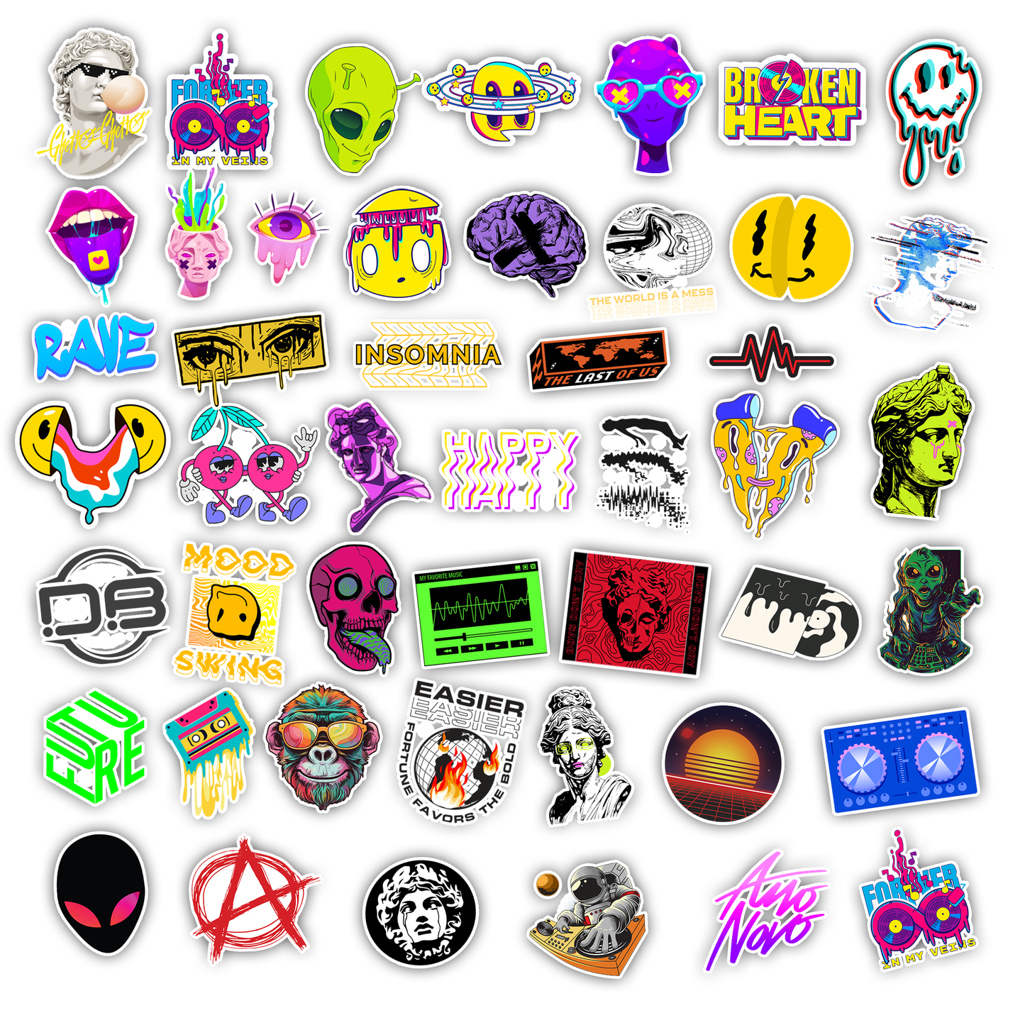 50Pc Rave Music Sticker Bomb