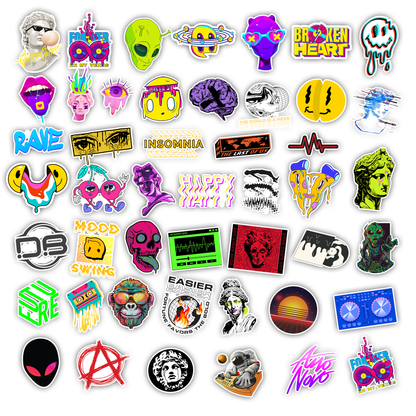 50Pc Rave Music Sticker Bomb