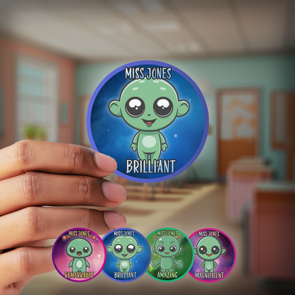 Aliens Personalised Teacher Stickers