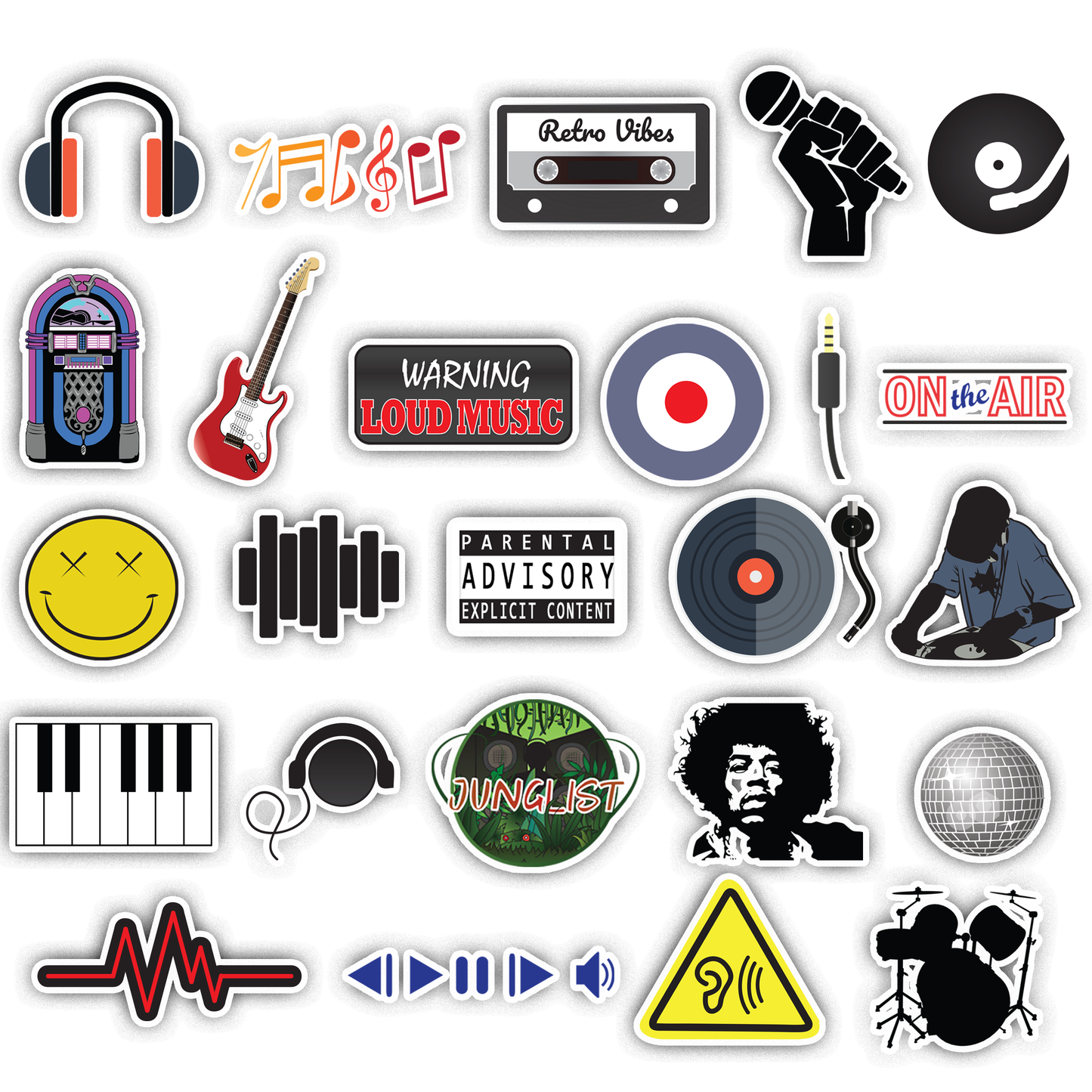 25Pc Music Sticker Bomb