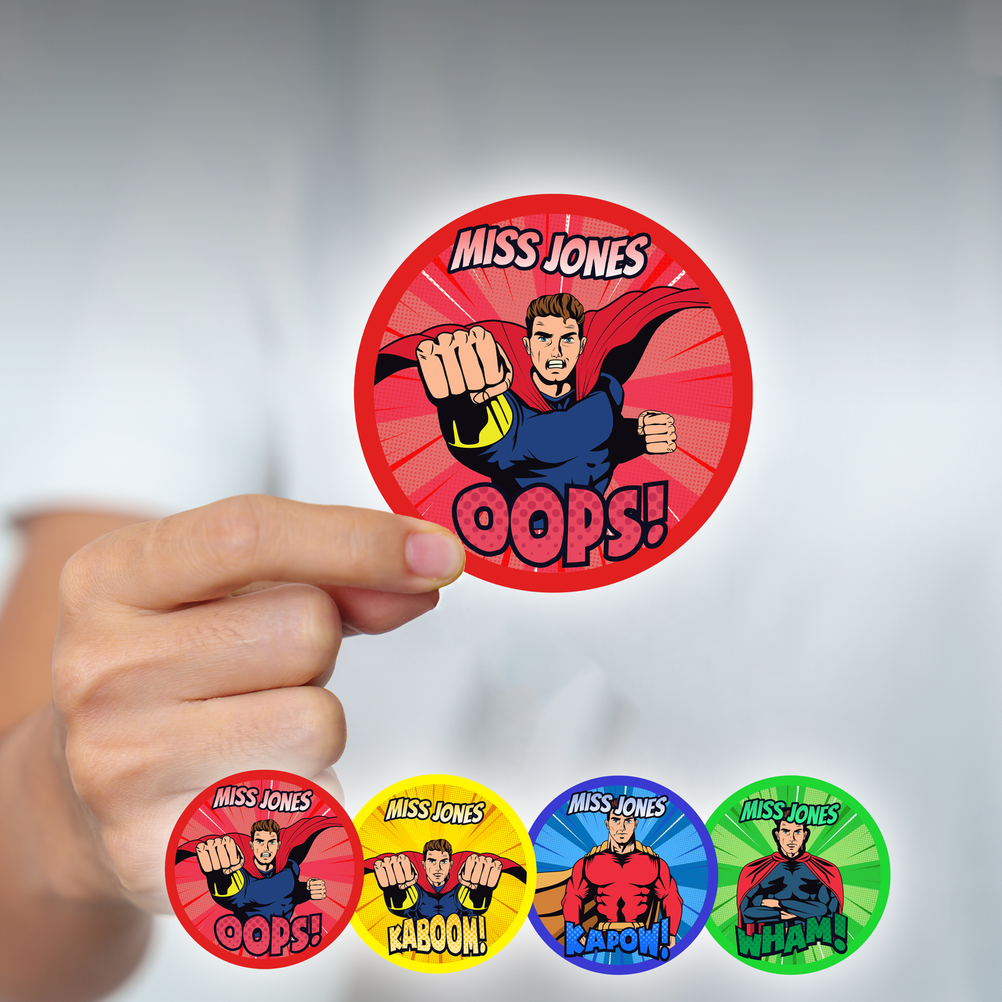 Superhero Personalised Teacher Stickers