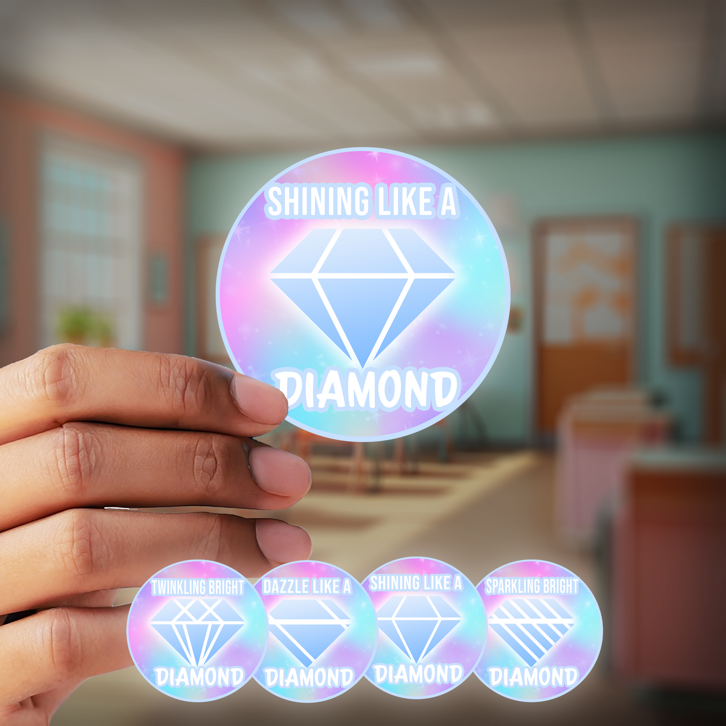 Diamond Award Holographic Teachers Stickers