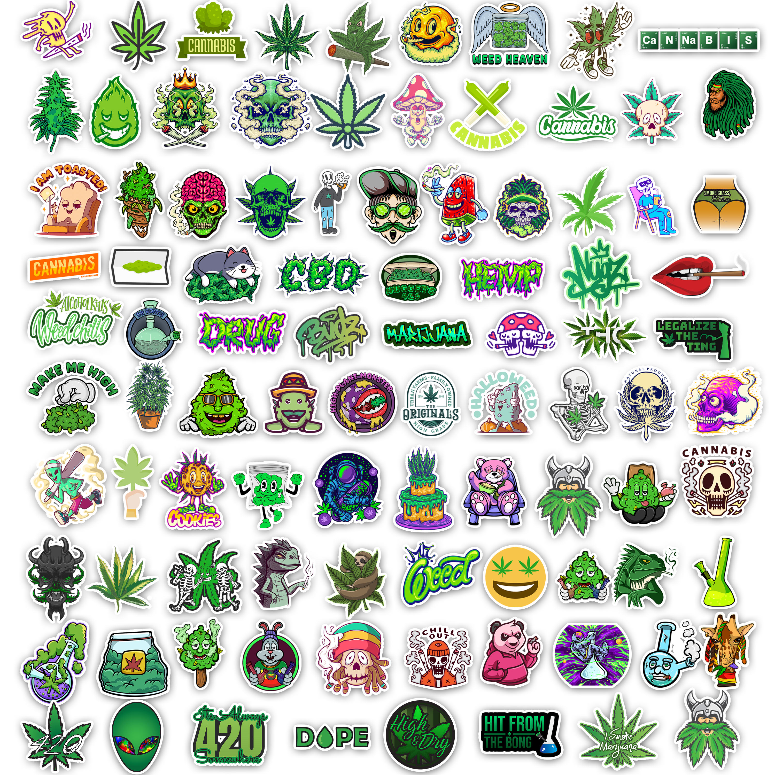 100Pc Weed Sticker Bomb