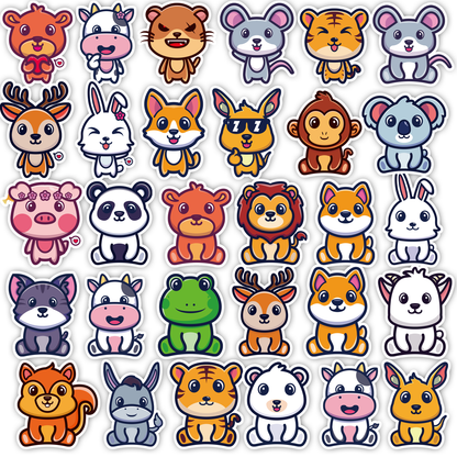 30Pc Cute Animal Stickers Kids