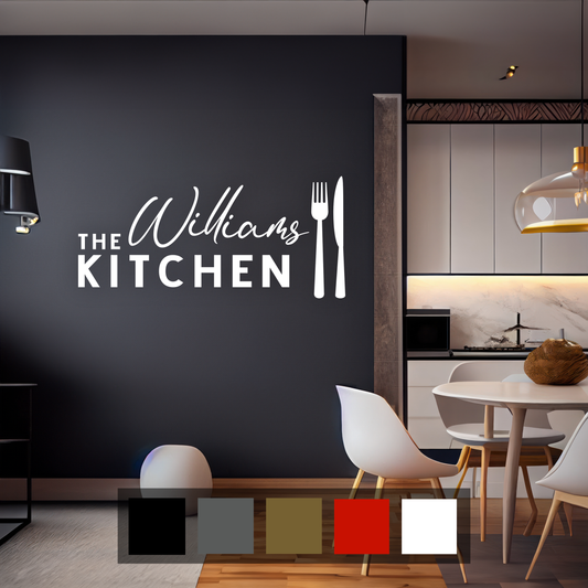 Family Kitchen Knife and Fork Custom Wall Sticker Decal